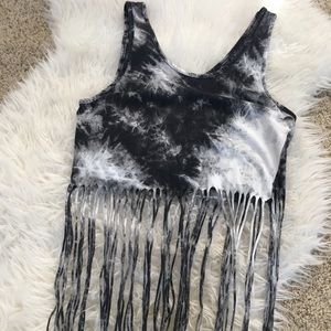 Tie dye fringe top large